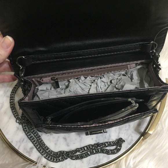 LAST ONE Quilted Chains Black Crossbody Bag - Picture 2 of 5